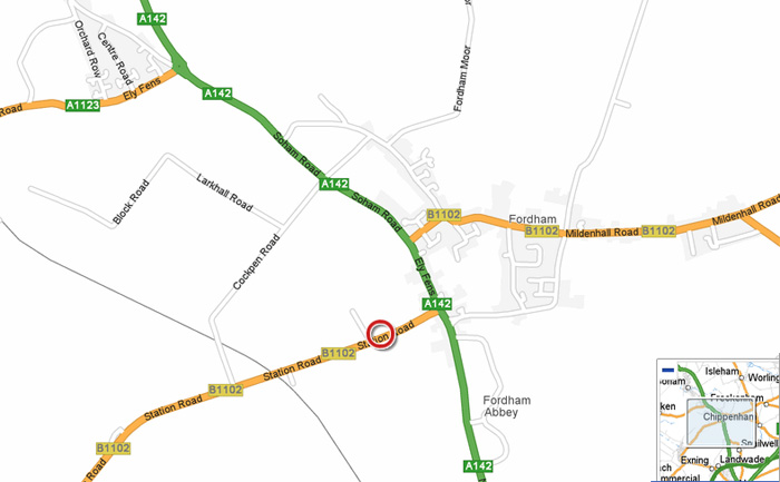 Map to show location of Fordham Boarding Cattery
